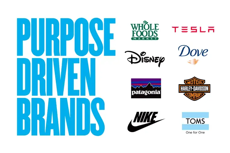 Purpose Driven Brands’ alongside logos of Whole Foods, Tesla, Disney, Dove, Patagonia, Harley-Davidson, Nike, and TOMS